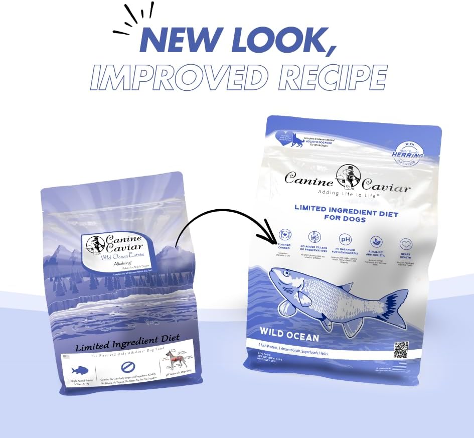 Canine Caviar - Wild Ocean: Herring & Teff Alkaline Dry Dog Food, Limited Ingredients, Gluten-Free, Based on Science & Research, Veterinary Alternative Diet (4.4 Pound Bag)