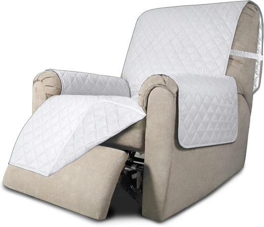 Easy-Going Recliner Chair Slipcover Reversible Sofa Cover Water Resistant Couch Cover Furniture Protector with Elastic Straps for Pets Dog (Recliner 22 inch, White/White)