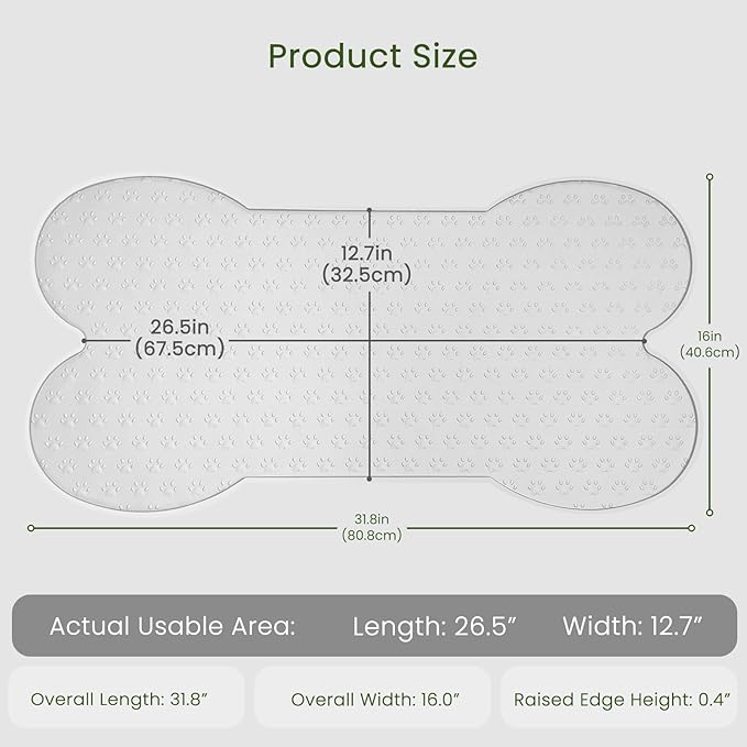 Dog Food Mat Anti-Slip Silicone Dog Bowl Mat Thicker Pet Placemat Waterproof Cat Feeder Pad with Raised Edge Puppy Kitten Feeding Mats Suitable Small Medium-Sized Dogs Cats Eating Tray