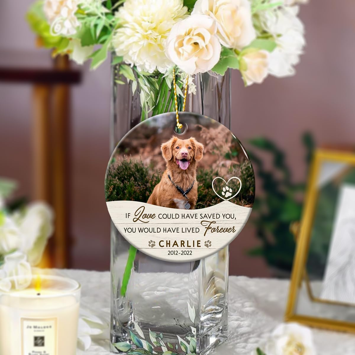 Personalized Dog Memorial Ornament, Gifts for Loss, Remembrance Pet, Pet Memorial Gifts, Dog Sympathy Gift, Ceramic Keepsake to Hang on Christmas Tree