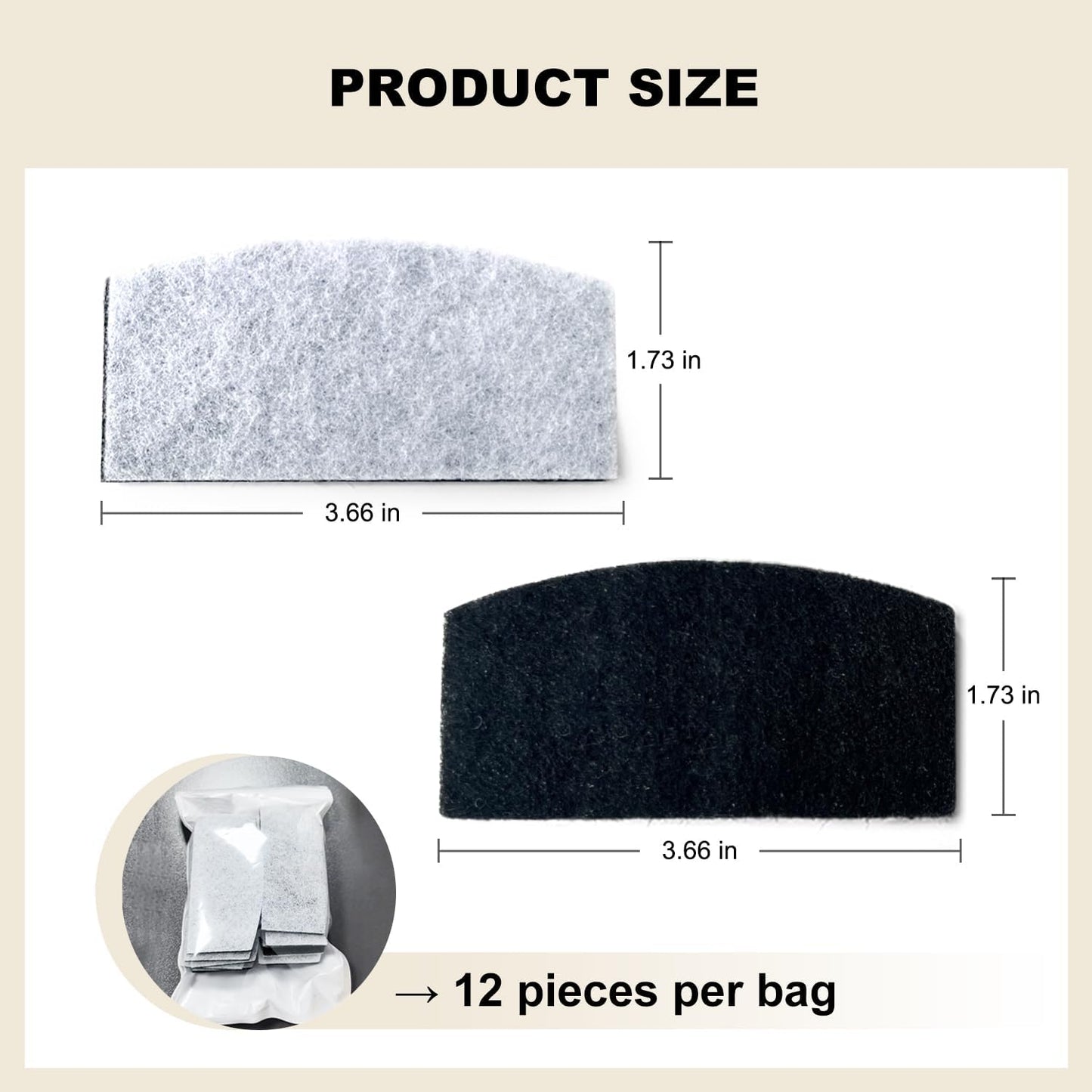 Cat Water Fountain Filters, 12 Pieces Set Cat Fountain Filter Replacement Compatible with 101oz/3L Pet Water Dispenser (12 Pices Filters)