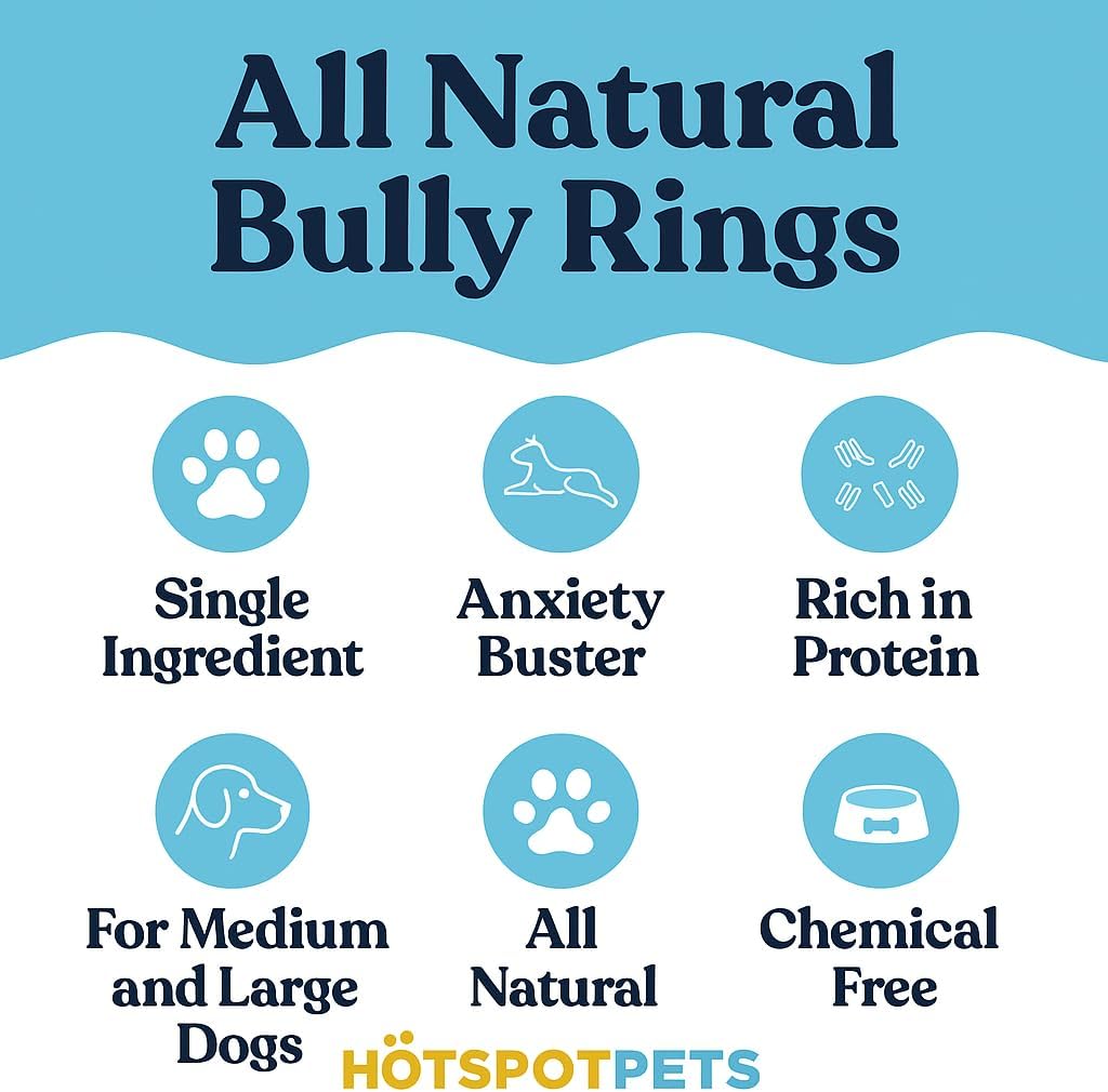 hotspot pets Bully Stick Rings for Dogs (10 Pack) 4 Inch Circles- Premium All Natural Long Lasting Twisted Beef Pizzle Dog Chew Treats - Grain Free, Fully Digestible, Rawhide Alternative Thick Chews