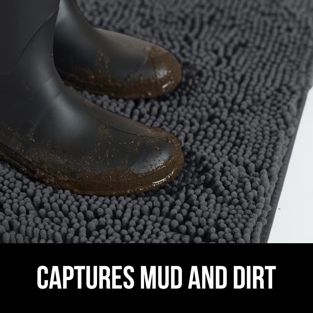 GORILLA GRIP Dog Doormat, Absorbent Doormats for Muddy Dogs Paws, Machine Washable Soakstopper Rugs, Cleaner Floors, US Designed Pet Bed Door Mat, Indoor Entrance Pets Rug, Mats 24x17 Charcoal