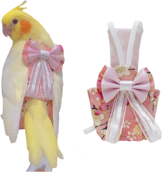 Bird Flight Suits Diapers, Parrot Diapers for Monk Parakeets, Cockatiels, Parrot Clothes Costume, Bird Training Nappy Suit Liners Clothes (Large,Light Pink)