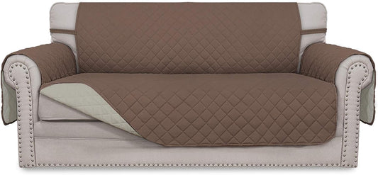 Easy-Going Sofa Slipcover Reversible Loveseat Sofa Cover Couch Cover for 2 Cushion Couch Furniture Protector with Elastic Straps for Pets Kids Dog Cat (Oversized Loveseat, Brown/Beige)