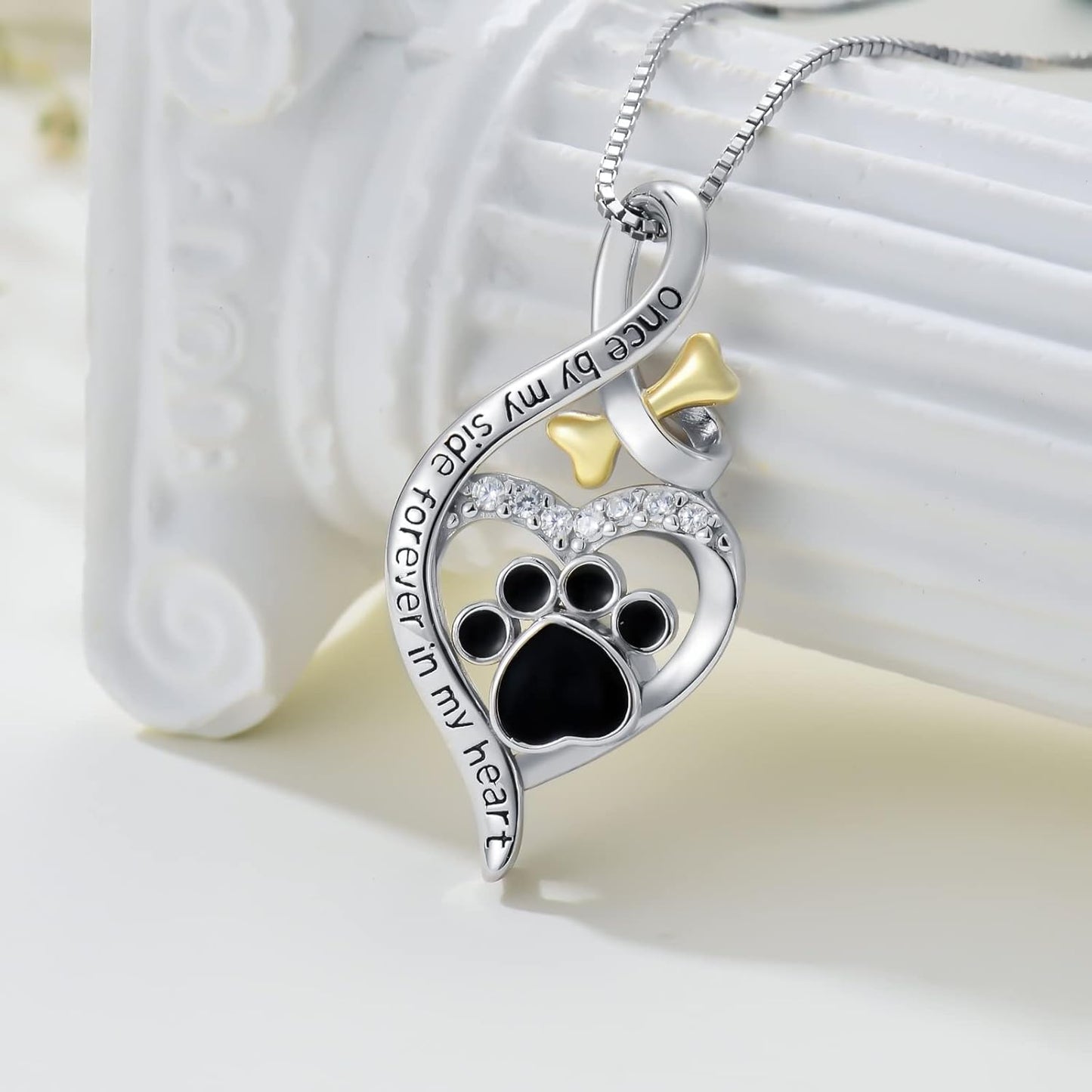 Sterling Silver Pet Urn Necklace for Ashes - Memorial Keepsake for Dog, Cat Pet