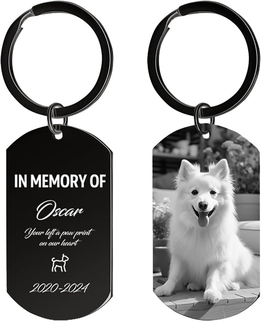 Personalized Dog Keychain Memorial Gifts for loss of dog - Custom Pet Photo Keychain in Memory of Dogs & Cats, Sympathy Gift For Pet Passed Away