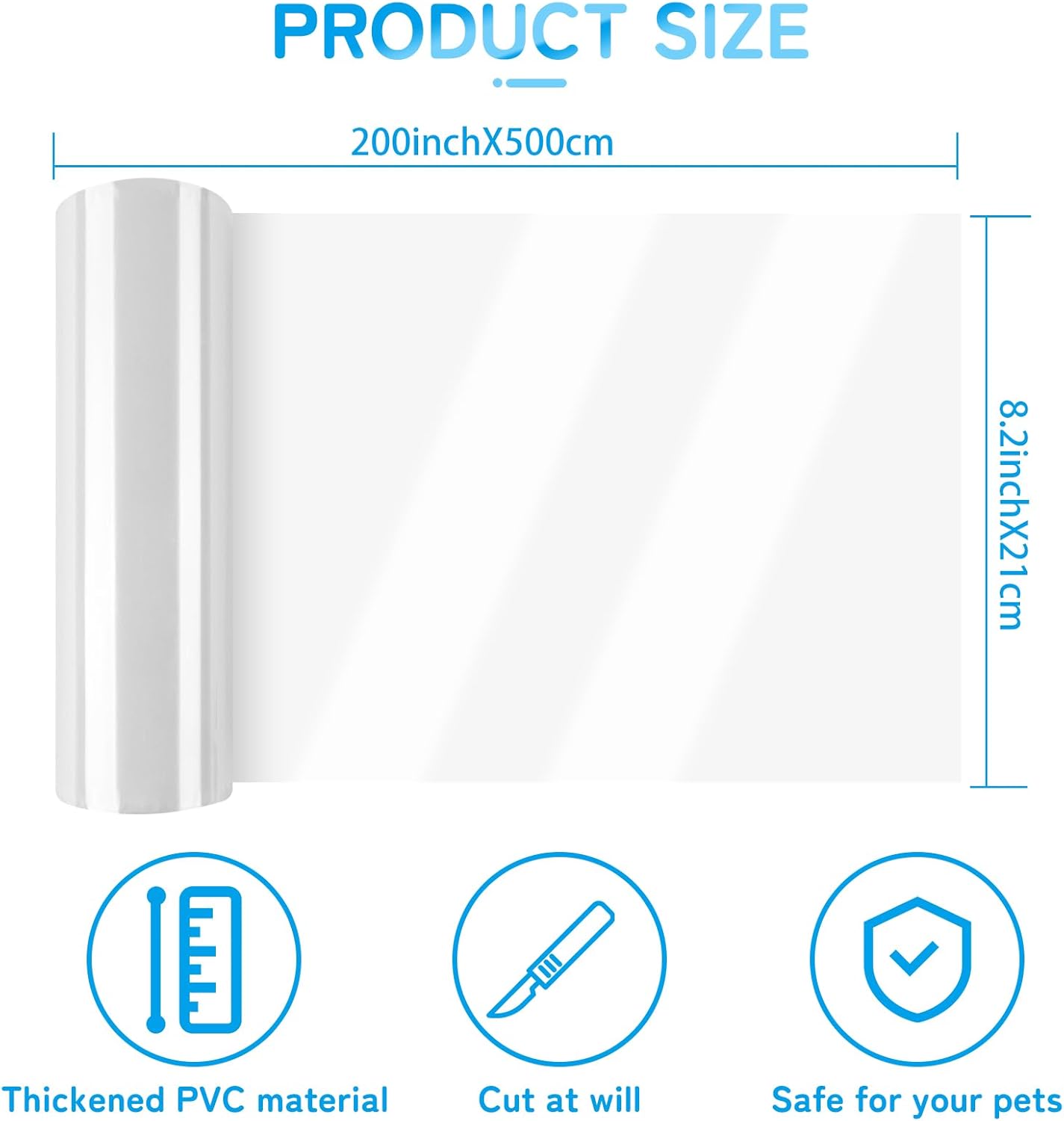 Door Protector from Dog Scratching, Cat Scratch Protector 8.3" x 200" Self-Adhesive Single Side Door Frame Furniture Protectors from Cats Dogs Scratch, Clear (200 X 8.2 INCH)