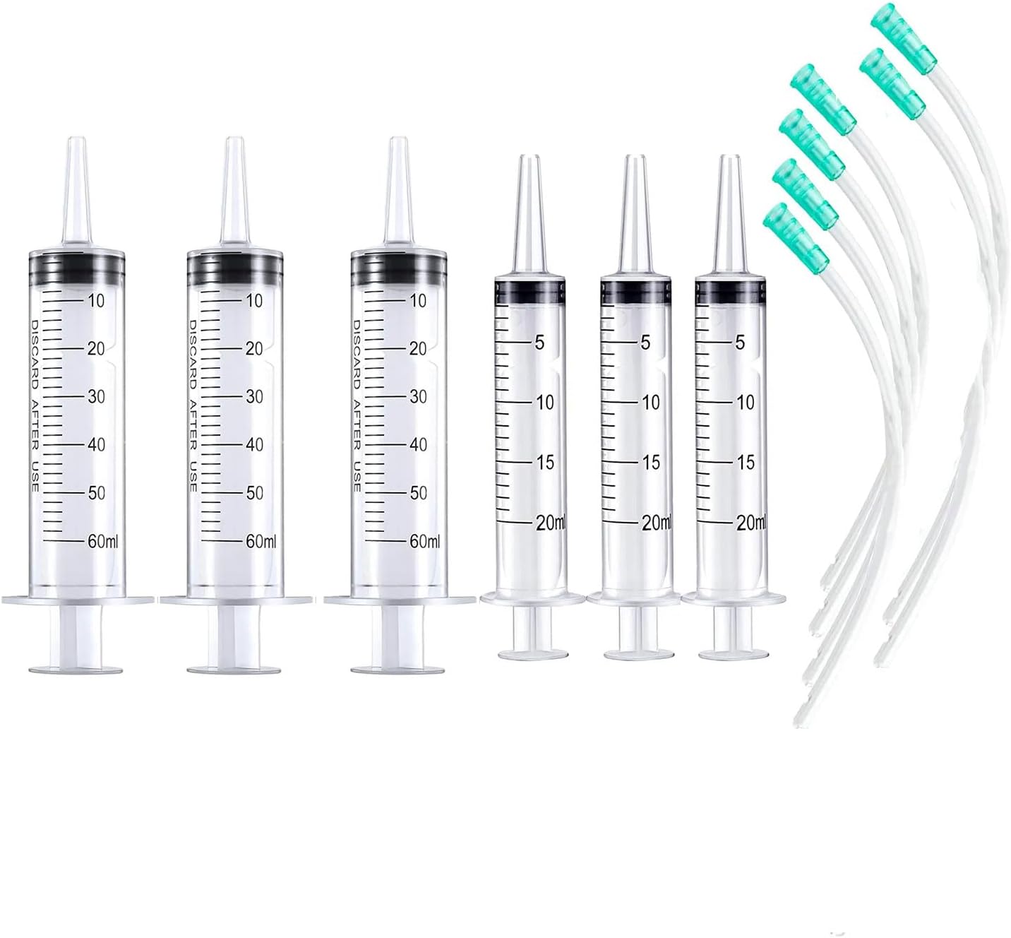 Baby Bird Feeding Syringe Set, Pet Parrot Milk Feeding Syringe with Tubes, Parrot Feeding Tubes Measuring Tools for Feeding Pets Scientific Industrial Labs… (20ml+60ml)