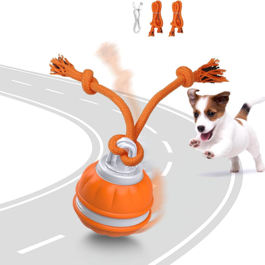 Interactive Dog Toys, Automatic Rolling Ball for Puppy/Small Dogs, Squeak Dog Toy, Touch Activated, USB Rechargeable