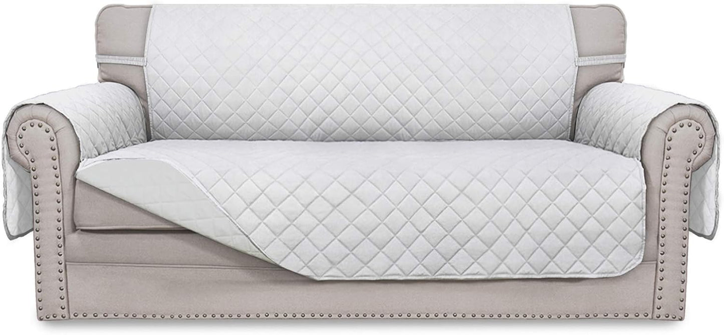 Easy-Going Sofa Slipcover Reversible Loveseat Sofa Cover Couch Cover for 2 Cushion Couch Furniture Protector with Elastic Straps for Pets Kids Dog Cat (Oversized Loveseat, White/White)