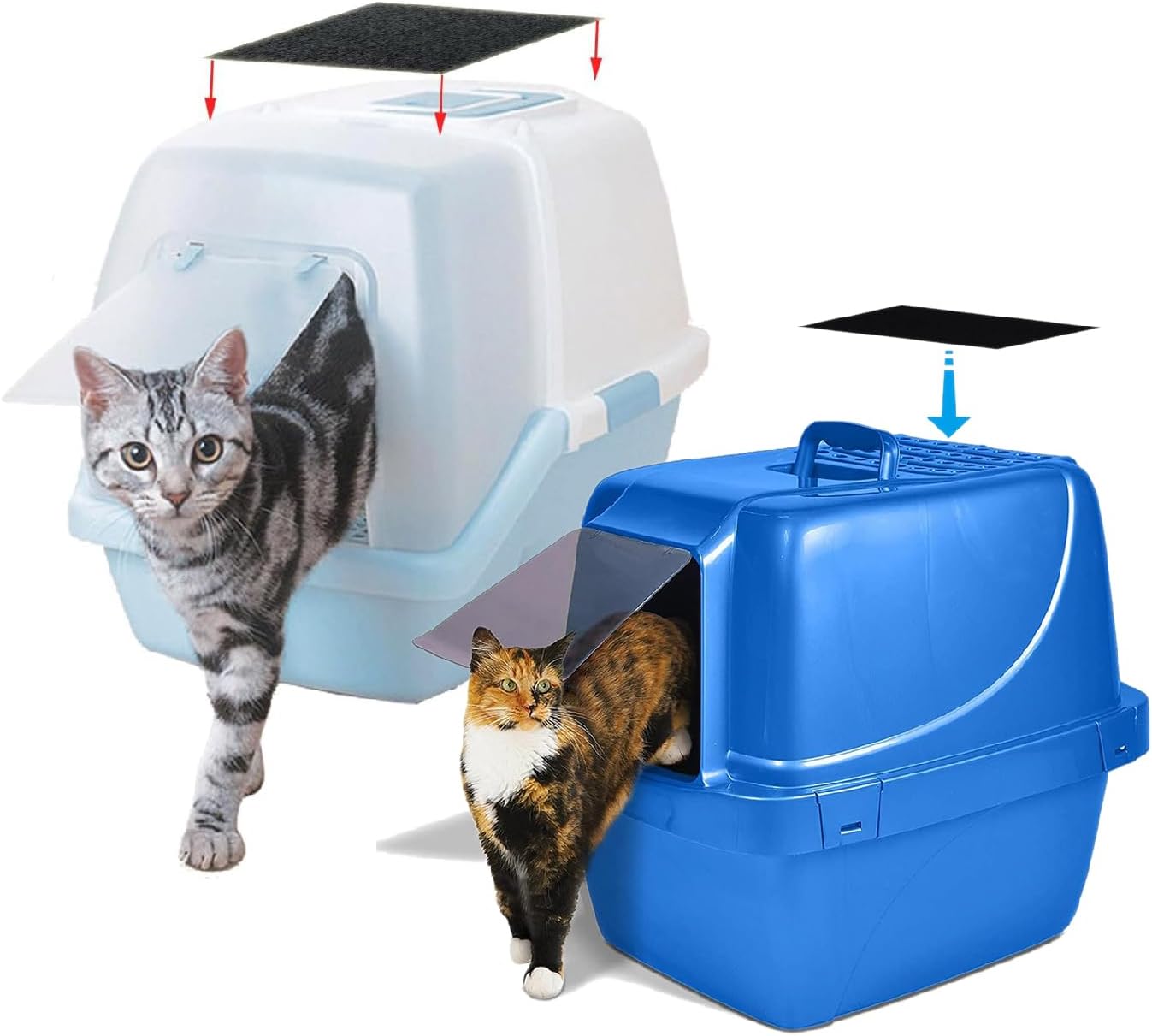 8 Pcs Charcoal Filters Compatible with Van Ness Cat Litter Box, 4.5 x 6.5Inch Replacement Activated Carbon Premium Odor Filters for Pureness F6 Zeloite Air Filter, Black