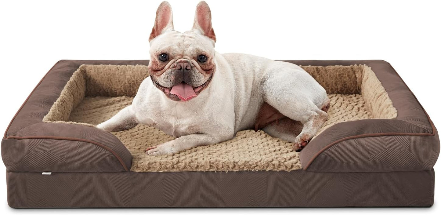 INVENHO Orthopedic Medium Dog Dogs, Egg-Crate Foam Dog Couch with Washable Removable Cover, Waterproof Lining and Nonskid Bottom