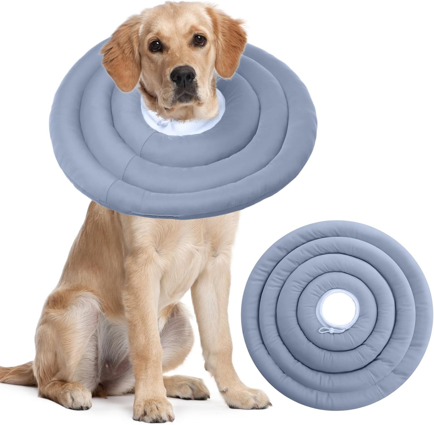 IDOMIK Dog Recovery Collar, Waterproof Soft Dog Cone After Surgery, Comfy Protective Elizabethan Collar Alternative for Dogs Cats, Adjustable Pet Neck Donut Cone Anti-Licking Biting Wounds,Blue,3XL