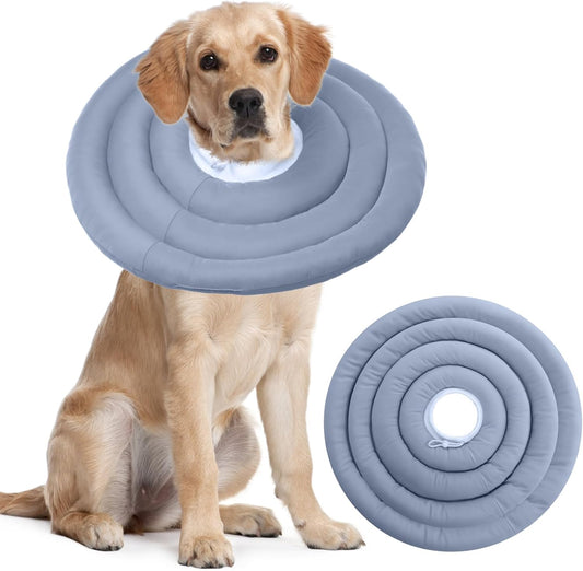 IDOMIK Dog Recovery Collar, Waterproof Soft Dog Cone After Surgery, Comfy Protective Elizabethan Collar Alternative for Dogs Cats, Adjustable Pet Neck Donut Cone Anti-Licking Biting Wounds,Blue,3XL