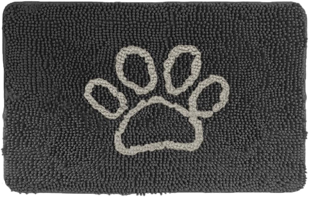 GORILLA GRIP Dog Doormat, Absorbent Doormats for Muddy Dogs Paws, 36x24 Machine Washable Soakstopper Rugs, Cleaner Floors, US Designed Pet Bed Door Mat, Indoor Entrance Pets Rug, Charcoal