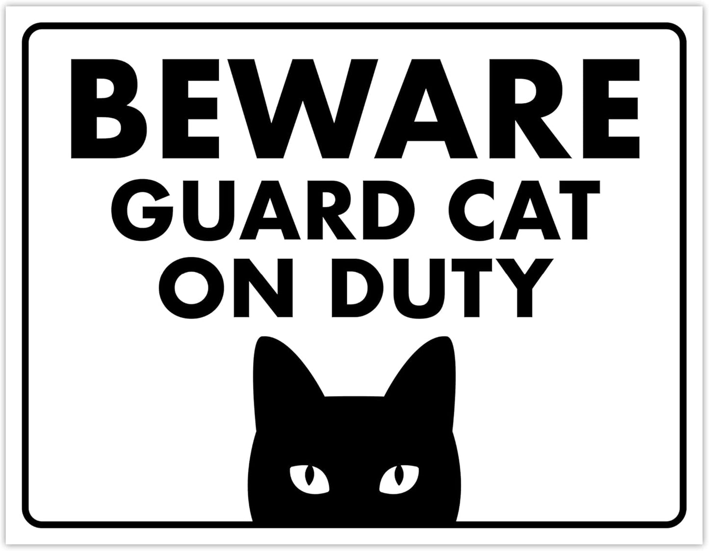 Beware, Guard Cat on Duty - Funny Cat Sign, Laminated - 8.5" x 11" - Cat Signs for Home Decor, Gift for Cat Lovers, Cat Warning Sign - ENVISIONED Signage