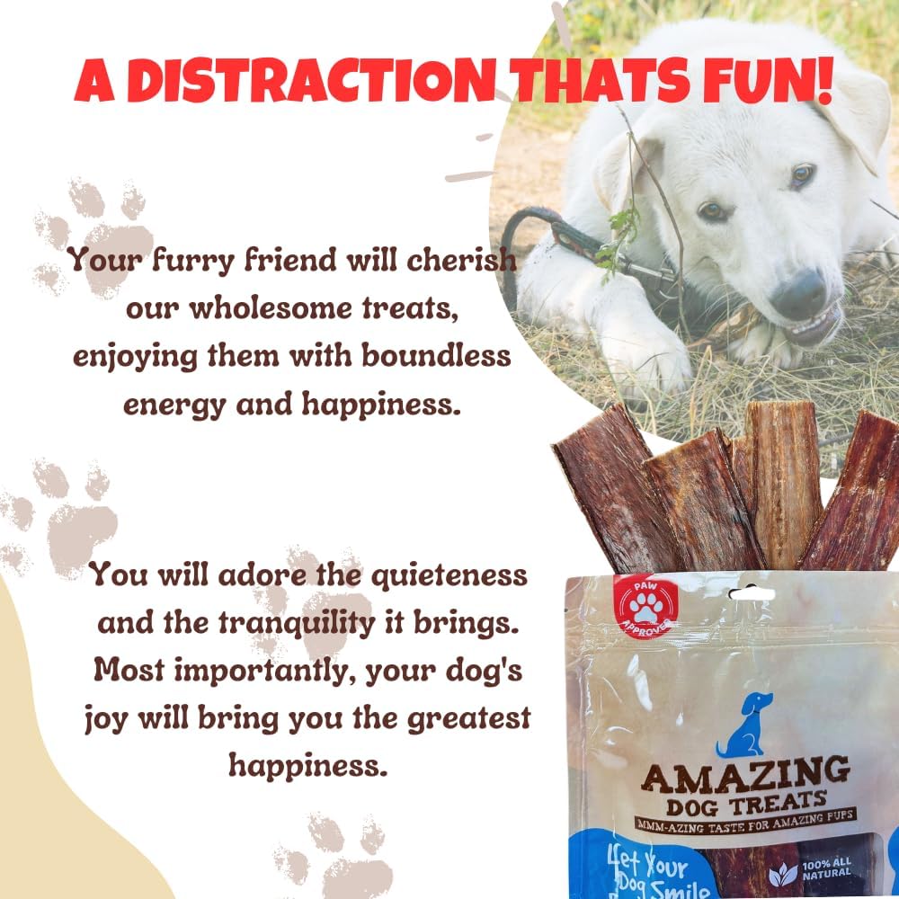 Amazing Dog Treats - Beef Esophagus Jerky for Dogs (5-6 Inch - 25 Pc/Pack) - Gullet Dog Chews