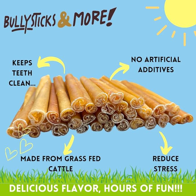 BULLYSTICKS & MORE 6 Inch Beef Collagen Sticks for Dogs (16 Count) - Bones for Dogs - No Hide Sticks Beef Cheek Rolls