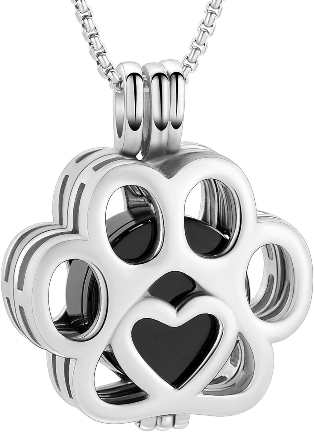 Oinsi Pet Cremation Jewelry For Ashes For Dog/Cat Paw Stainless Steel Memorial Locket Urn Necklace Inside Mini Case Keepsake Cremation Jewelry Women Men