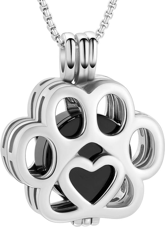 Oinsi Pet Cremation Jewelry For Ashes For Dog/Cat Paw Stainless Steel Memorial Locket Urn Necklace Inside Mini Case Keepsake Cremation Jewelry Women Men