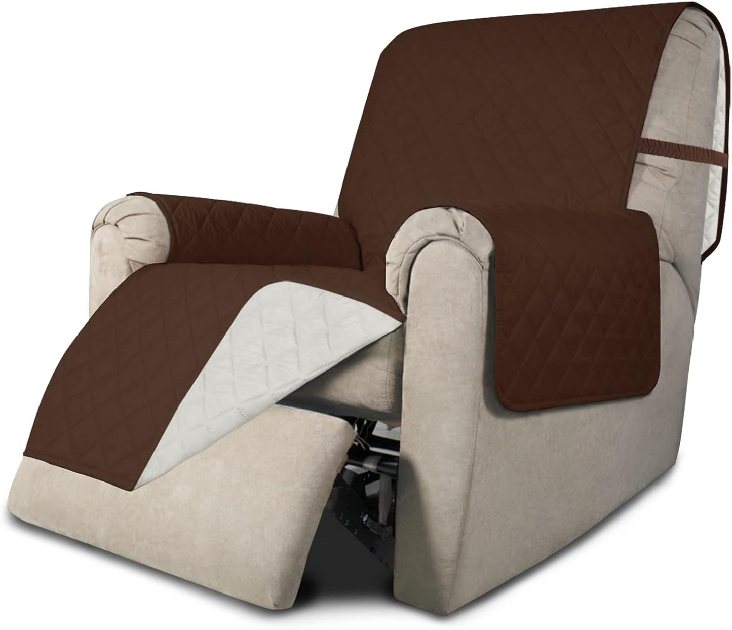 Easy-Going Recliner Chair Slipcover Reversible Sofa Cover Water Resistant Couch Cover Furniture Protector with Elastic Straps for Pets Dog (Recliner 22 inch, Coffee/Ivory)