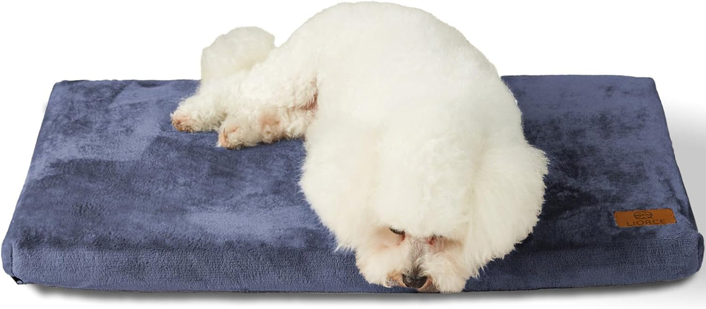 Dog Bed for Small Dogs - Puppy Dog Crate Pad with Removable Washable Cover and Waterproof Lining - Memory Foam Dogs Kennel Mat - Reversible Pet Bed (Cool & Warm), 24 x 18, Dark Grey