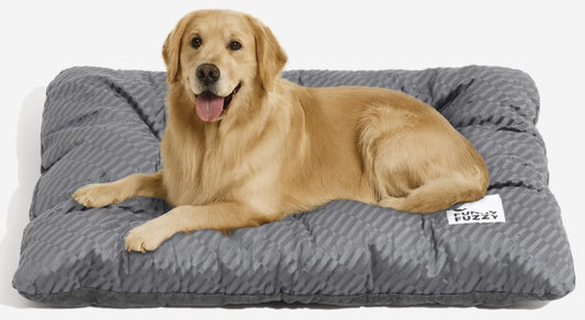 FUNNY FUZZY Washable Dog Bed,Reversible Plush Dog Crate Mat, Soft Fluffy Kennel Pad,Pet Sleeping Mattress for Jumbo,X-Large Sized Dogs Breeds,2XL,48"× 31",Grey