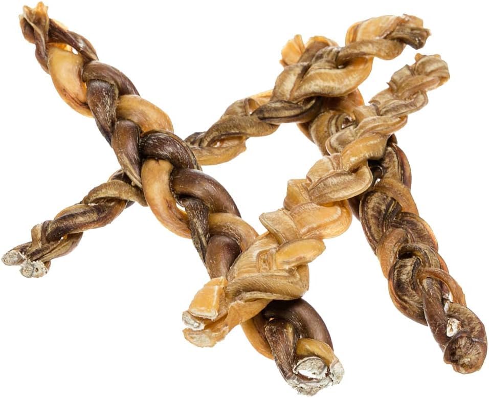 hotspot pets Braided Bully Sticks for Dogs - (12 Inch Stix- 5 Count) Premium All Natural Long Lasting Twisted Beef Pizzle Lasting Dog Chew Treats - Grain Free Fully Digestible Rawhide Alternative