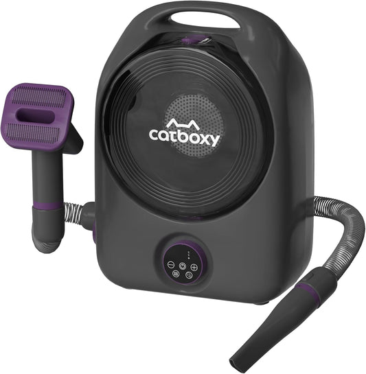 Dog Grooming Vacuum and Pet Dryer, 5-in-1 Dog Vacuum Grooming Kit for Shedding, Low Noise Doggie Hair Blow Dryer, 2.5L Canister for Cat Vacuum Groomer, Portable Pet Trimmers for Dogs, Purple