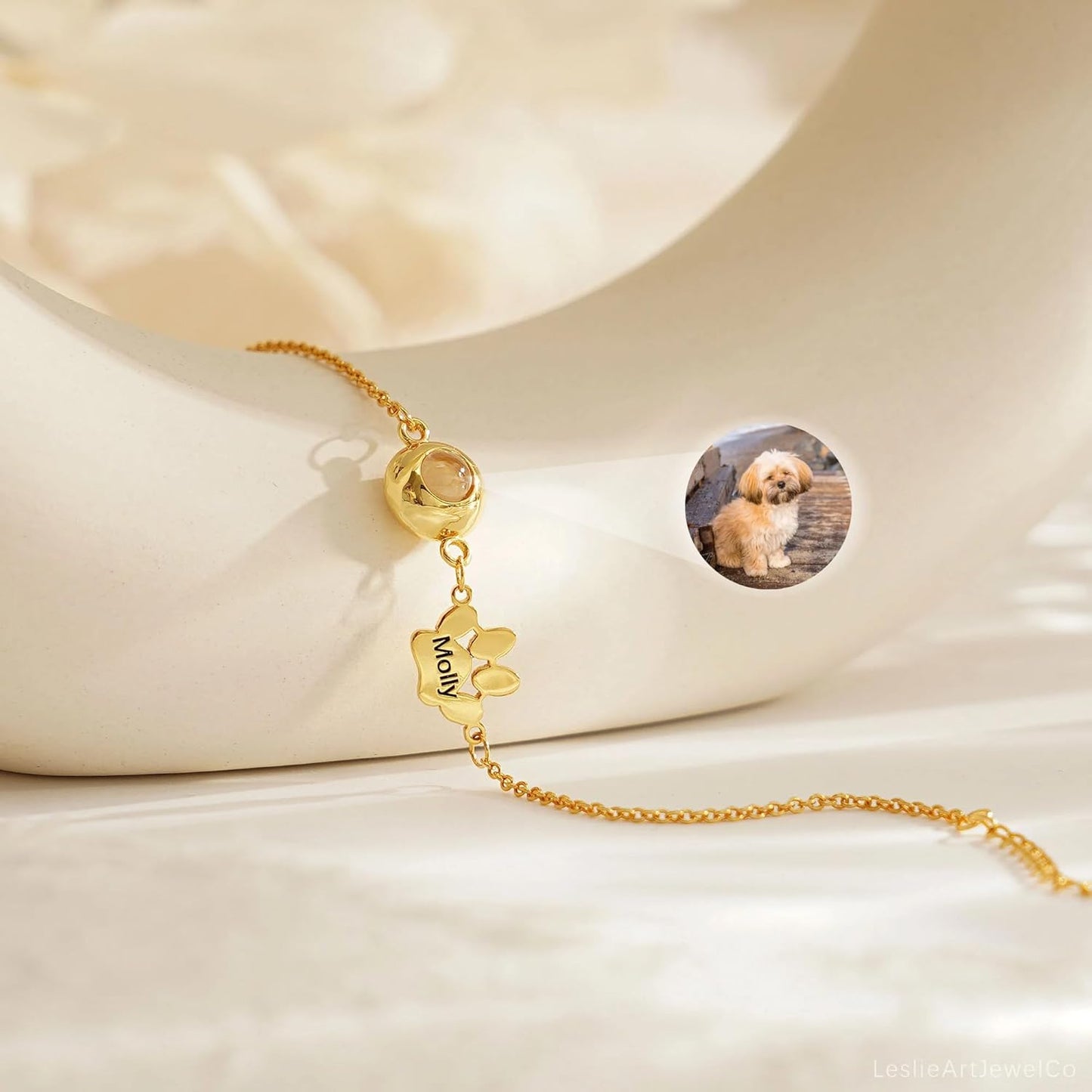 Personalized Pet Name Bracelet Dog/Cat Paw Bracelet Animal Friendly Jewelry Custom Pet Lover Gift Photo Projection Bracelet for Women Mom