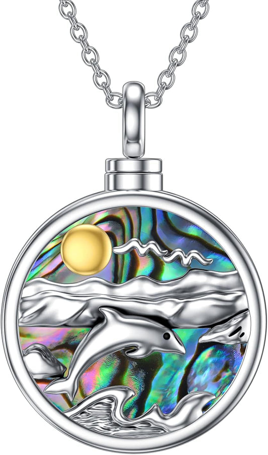 WINNICACA Urn Necklace for Ashes Sterling Silver Abalone Shell Cremation Jewelry for Ashes Jewelry Gifts for Nature Lovers Keepsake Memorial Jewelry for Women