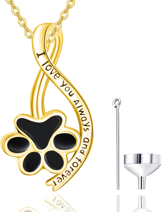 Dreamboat Urn Necklace for Dog Cat Ashes 925 Sterling Silver Pet Cremation Memorial Pendant Paw Print Ash Keepsake Jewelry for Women
