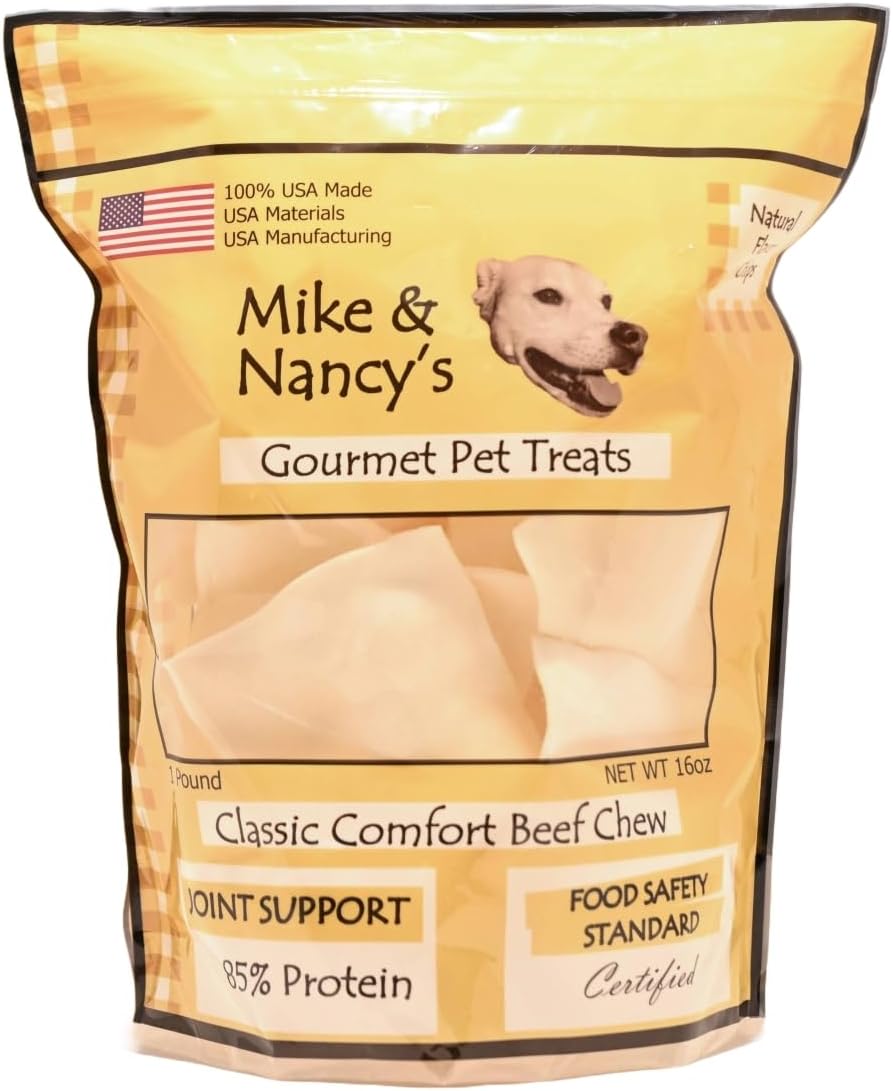 Mike & Nancy's Gourmet Pet Treats Classic Comfort Beef Chew Chips, 85% Protein Dog Treats, 16 oz, USA Made