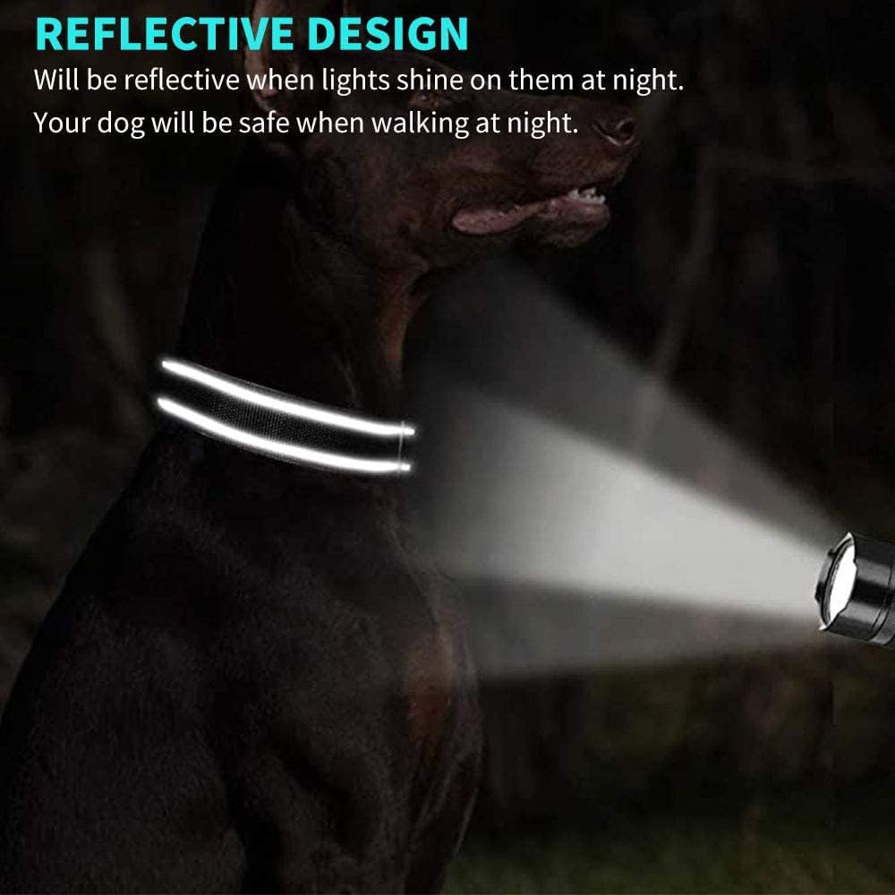 Custom Reflective Dog Collars with Embroidered Name and Phone Number, Soft Neoprene Padded Breathable Nylon Personalized Pet Collar Adjustable for Large Medium Small Dogs