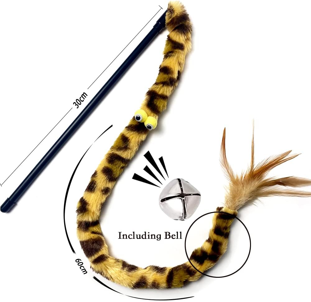 Cat Toys for Indoor Toys,Rainbow Cat Wand Toys,Feather Flips Plush Ball Cat Toys,Interactive Feather Toy for Teaser Play and Chase Exercise with Kitten 3 Pack (Pack 3)