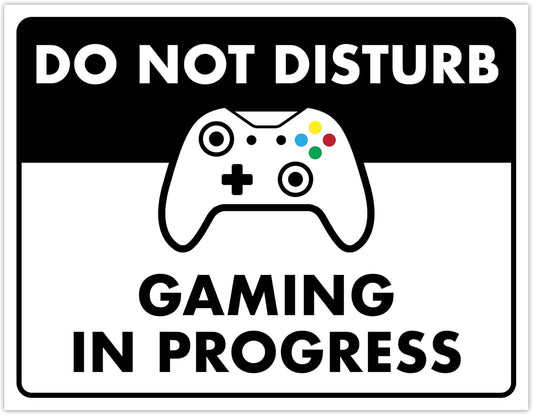 Do Not Disturb Gaming In Progress - Laminated Gaming Sign - 8.5" x 11" - Bedroom Sign Decor, Cool Gaming Room Decor - ENVISIONED Signage