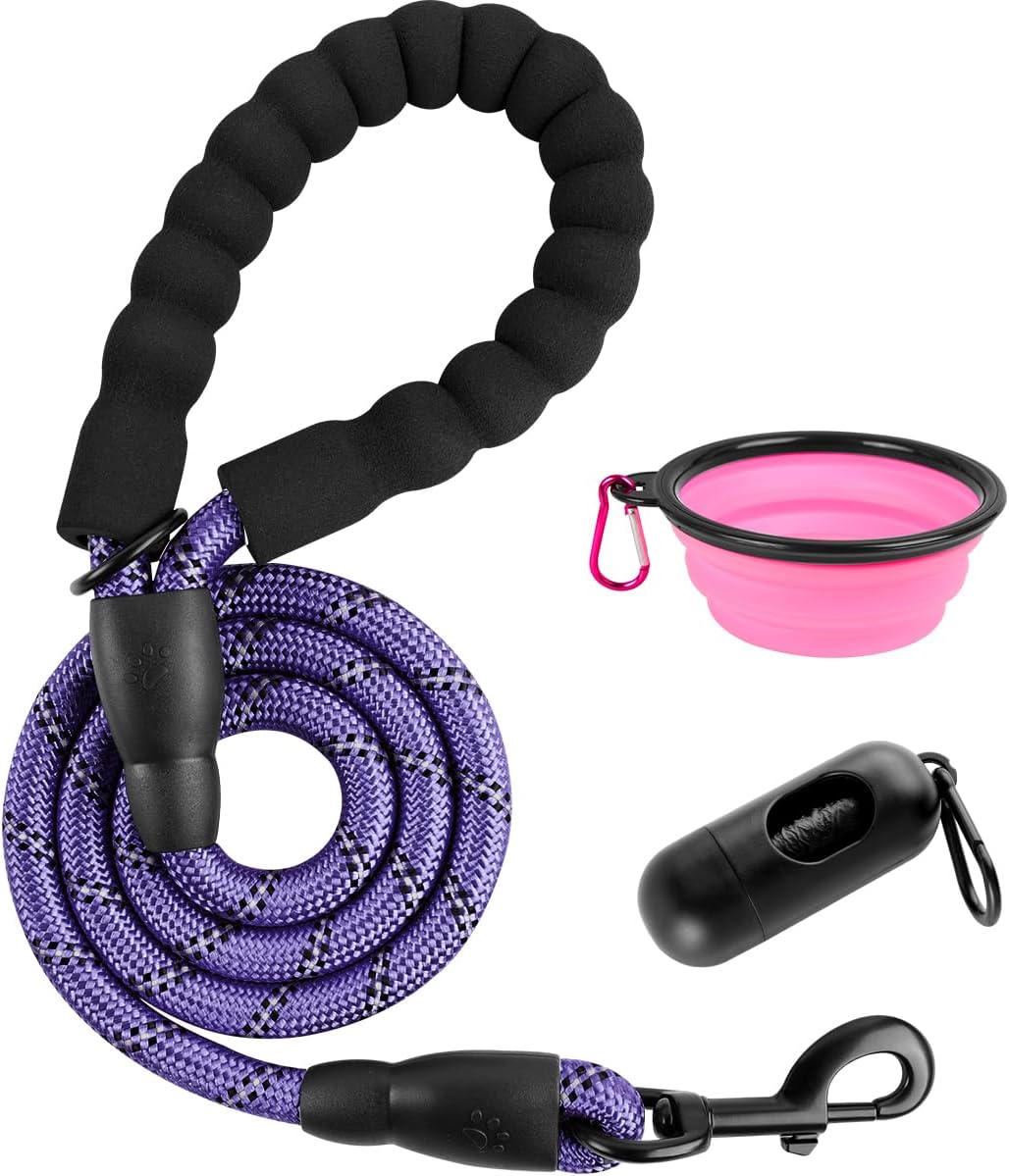 BARKBAY Dog Leashes for Large Dogs Heavy Duty Dog Leash 4/5/6 FT with Comfortable Padded Handle and Highly Reflective Threads for Medium Large Dogs Walking Training Running (4FT-1/2'',Purple)
