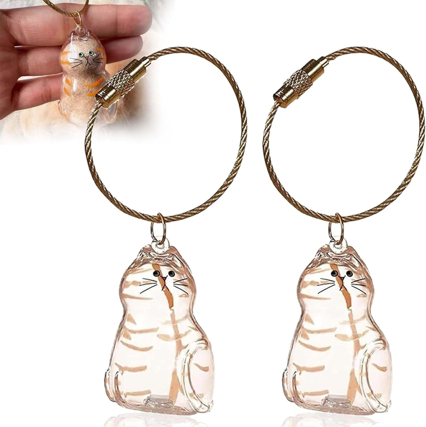 Cat Hair Holder Keychain,Cat Hair Memorial Keyring,Cats keychain Hair Storage Bottle,Transparent Cats Hairs Pendants