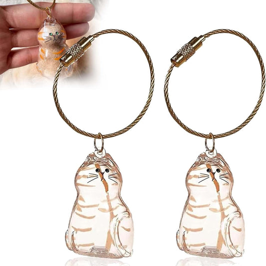 Cat Hair Holder Keychain,Cat Hair Memorial Keyring,Cats keychain Hair Storage Bottle,Transparent Cats Hairs Pendants