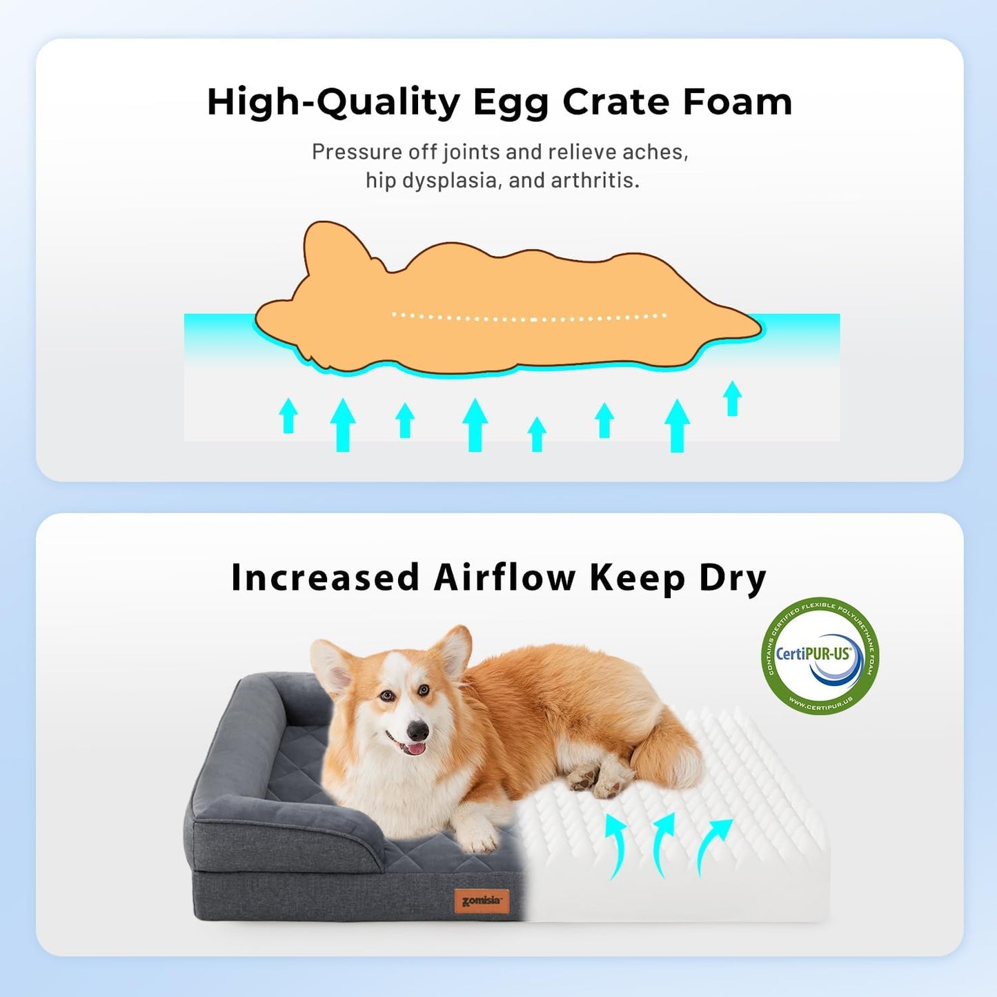 Orthopedic Dog Bed for Extra Large Dogs, XL Washable Dog Beds with Bolsters, Memory Foam Pet Sofa with Removable Waterproof Cover & Nonskid Bottom, Black