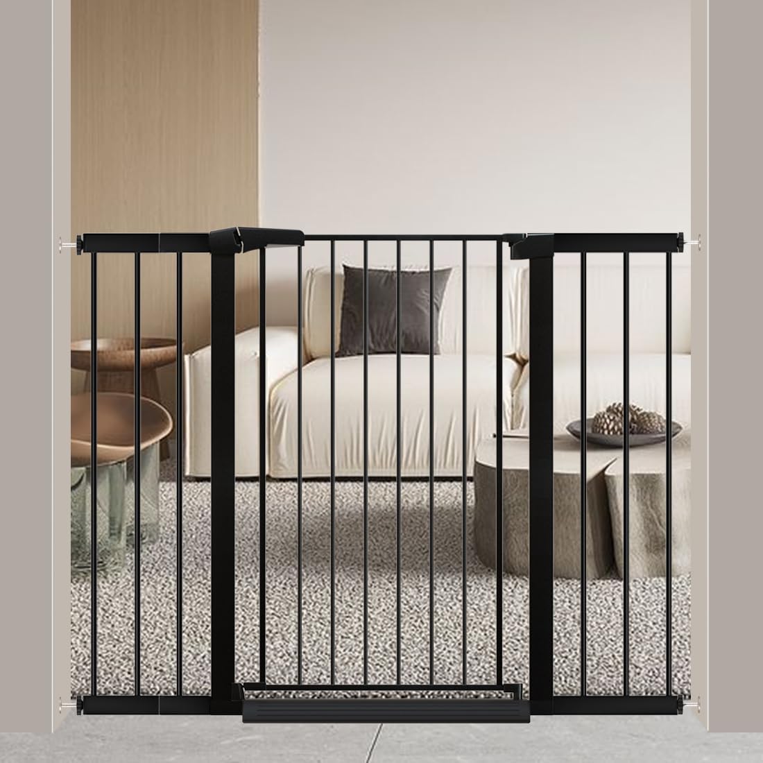Fairy Baby 38" Extra Tall Pet Gate for Stairs, 29.5"-48.8" Extra Wide Long Dog Baby Gate Indoor for House, Safety Child Toddler Gate, Metal Auto Close Doggie Puppy Cat Gates Barrier for Doorway, Black