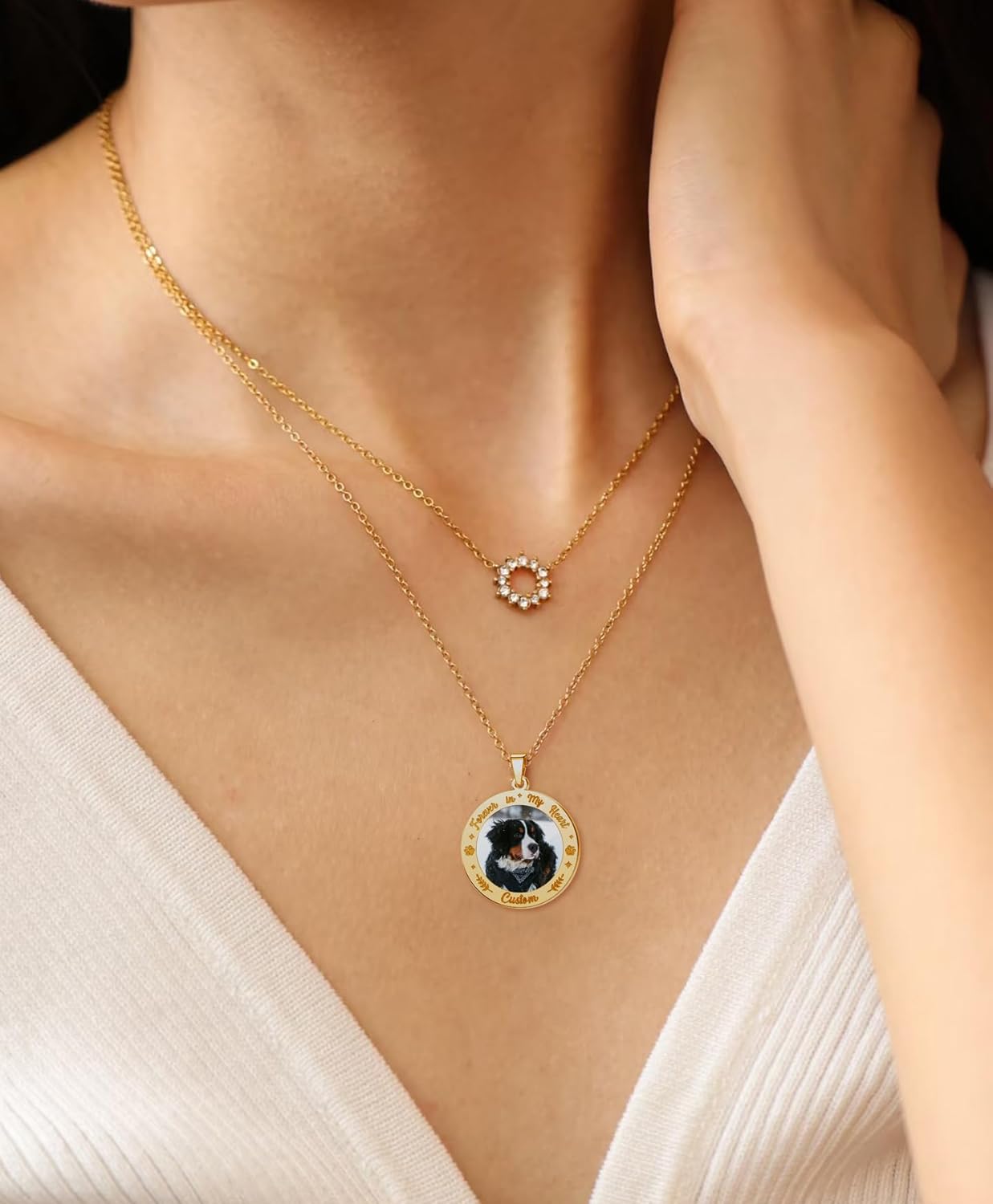 CharmSStory Personalized Photo Necklaces Custom Engraved Name Necklace Memory Keepsake Picture Necklace Pendant Customized Gifts for Women Men