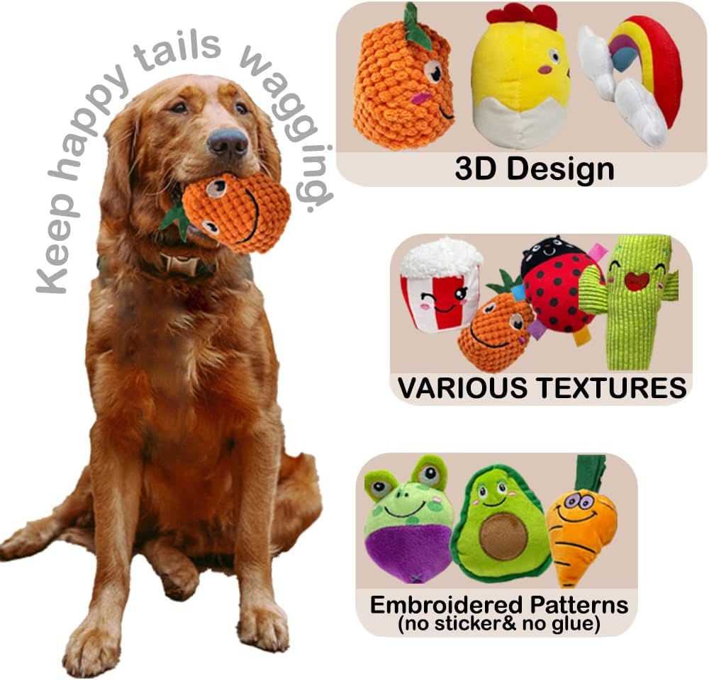 Jalousie 18 Pack Dog Squeaky Toys Cute Stuffed Pet Plush Puppy Chew for Small Medium Pets - Bulk