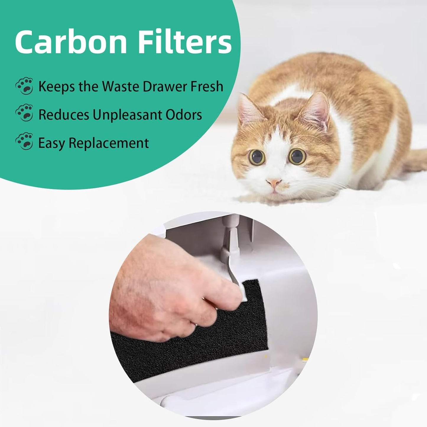 8Pcs Carbon Filters Compatible with Litter-Robot 3,Replacement Activated Charcoal Filters for Litter Box Carbon Premium Filters,Thickened and Durable,Eliminate Odor and Controls Moisture on Pet's Body