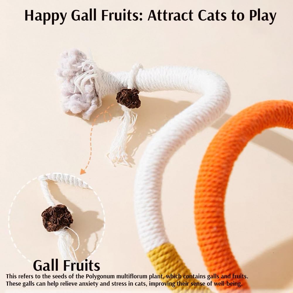 Cat Chew Rope Toys,Teething Toys for Indoor cat – 3-Pack cat String Toy Soft Cotton Play Ropes with Gall Fruits for Kittens and Cats, 25.6 Inches