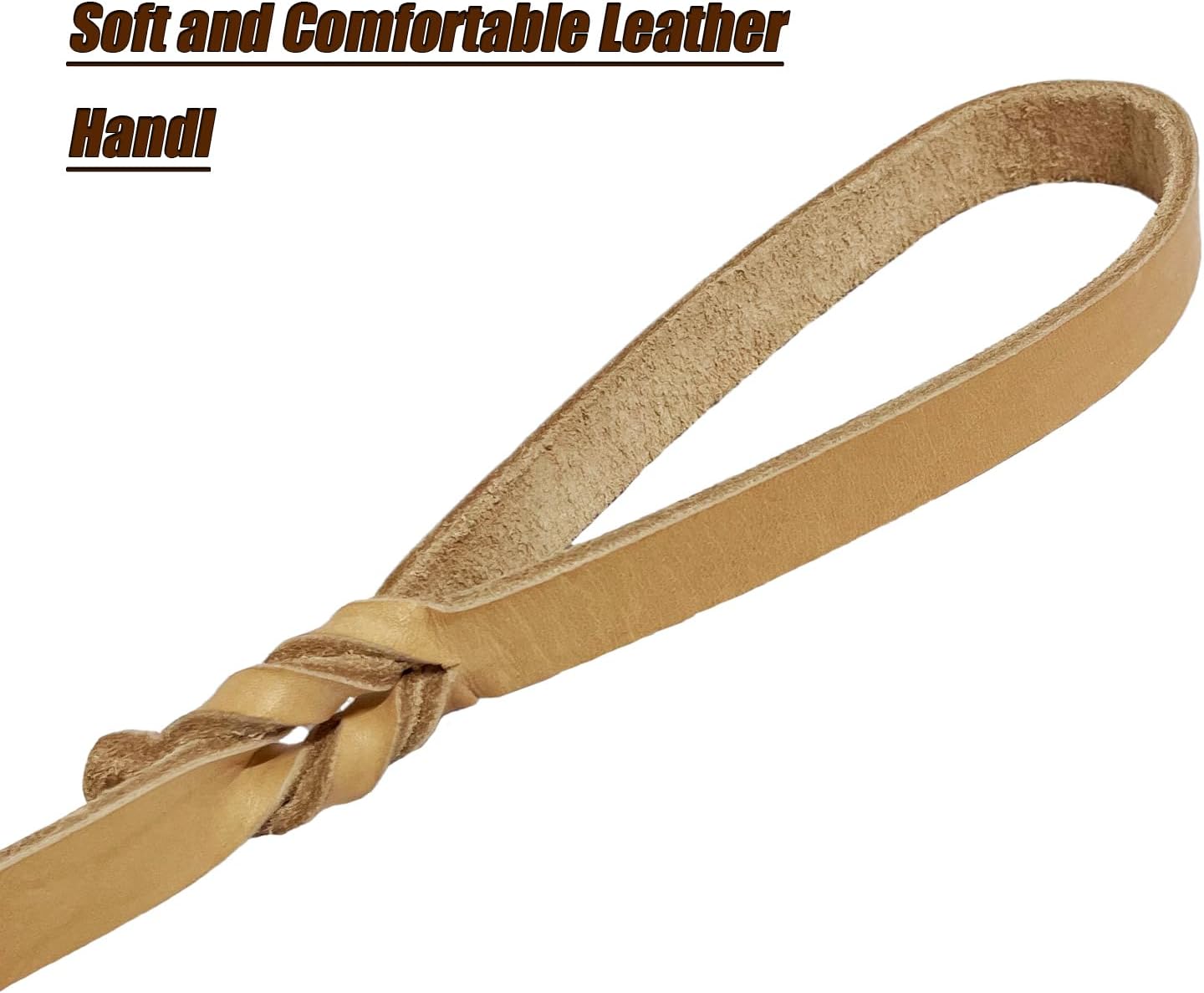 LWBMG Leather Dog Leash - 6ft x 1/2 inch Heavy Duty, Braided, Comfortable for Large, Medium & Small Dogs - Training Tan