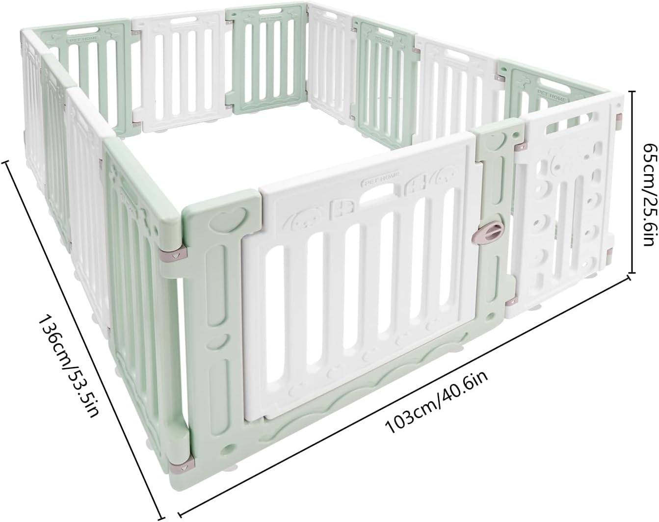 Dog Playpen with Door, 12 Panels Pet Safety Fence Foldable Puppy Pen Indoor Dog Fence, Plastics Enclosure Dog Pen Indoor for Small Dogs and Cats, Easy Assemble (Green)