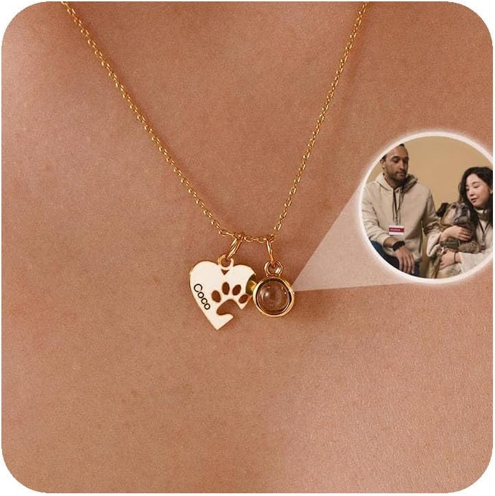 Customized Paw Print Necklace Personalized Pet Name Necklace Custom Engraved Dog Cat Paw Pendant Necklace Pet Memorial Gift for Pet Lovers