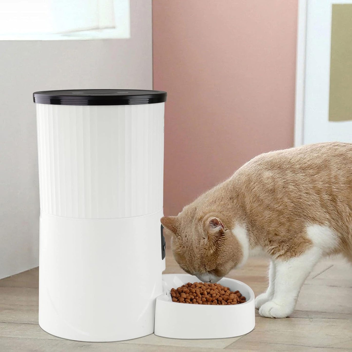 Elevon 4L Automatic Cat Feeder – Programmable Dog & Pet Food Dispenser with 10s Voice Recorder, Portion Control, Desiccant Bag, Large Capacity for Small Large Pets, White
